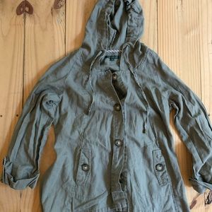 Olive green jacket w/hoodie